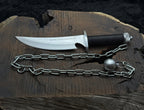 Custom Handmade Ninja Assassin Chained Knife With Leather Sheath