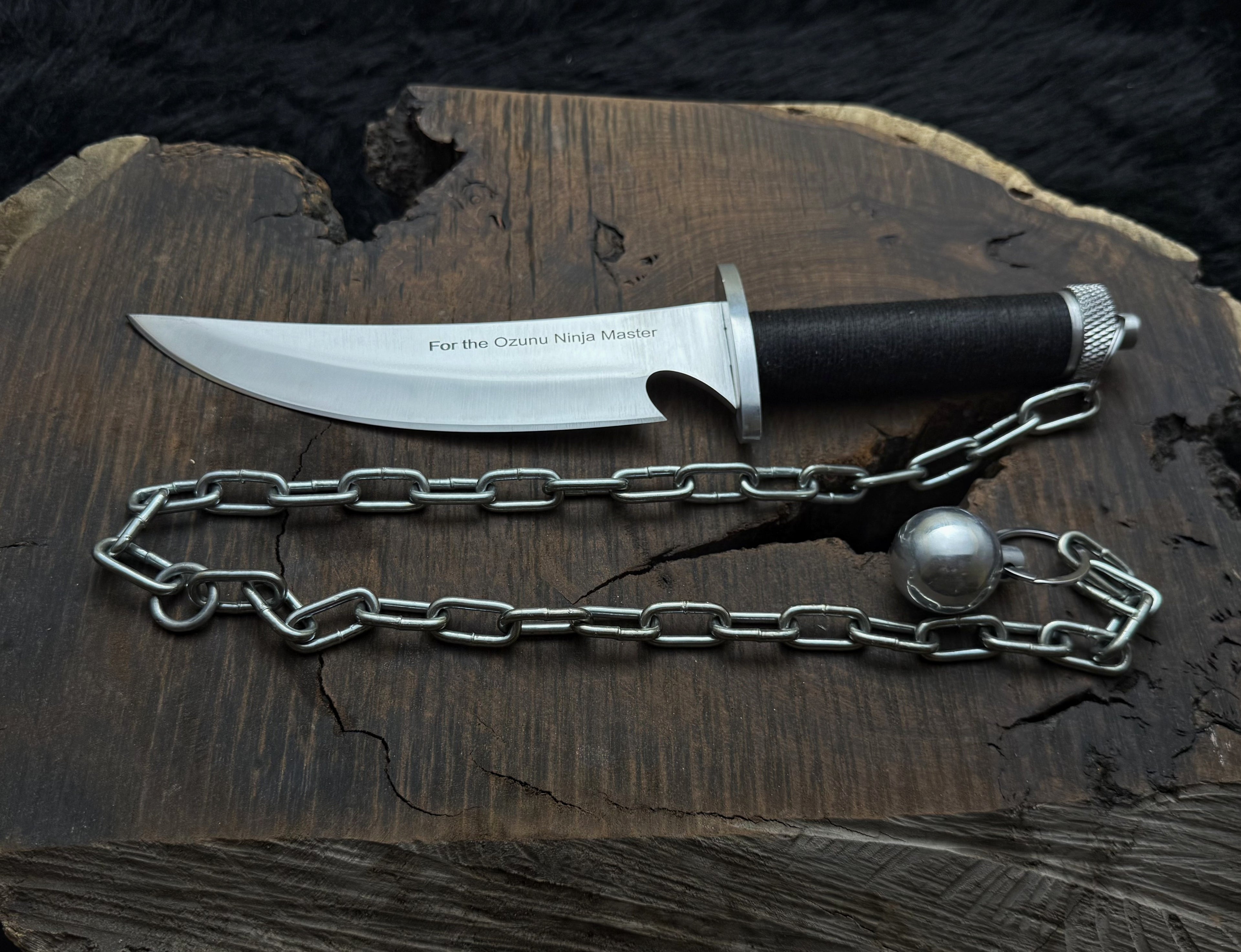 Custom Handmade Ninja Assassin Chained Knife With Leather Sheath
