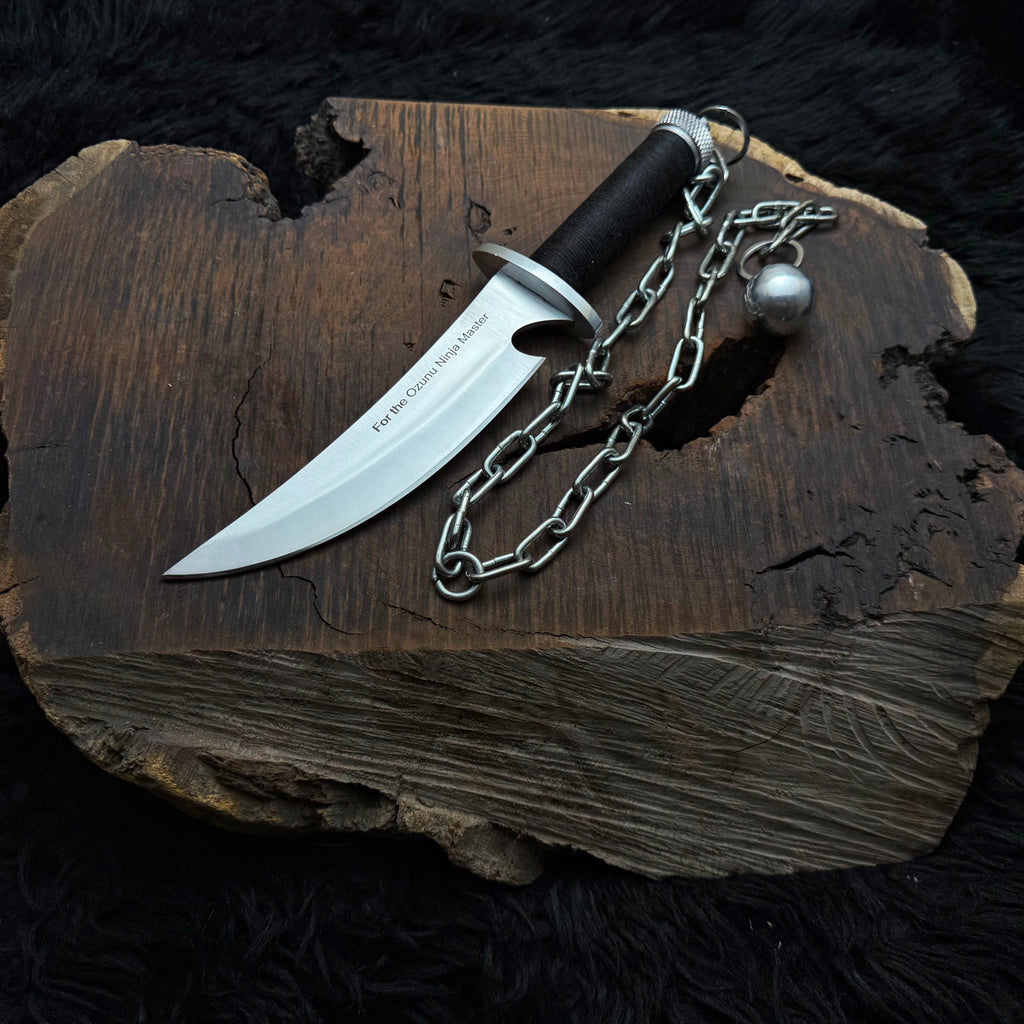 Custom Handmade Ninja Assassin Chained Knife With Leather Sheath