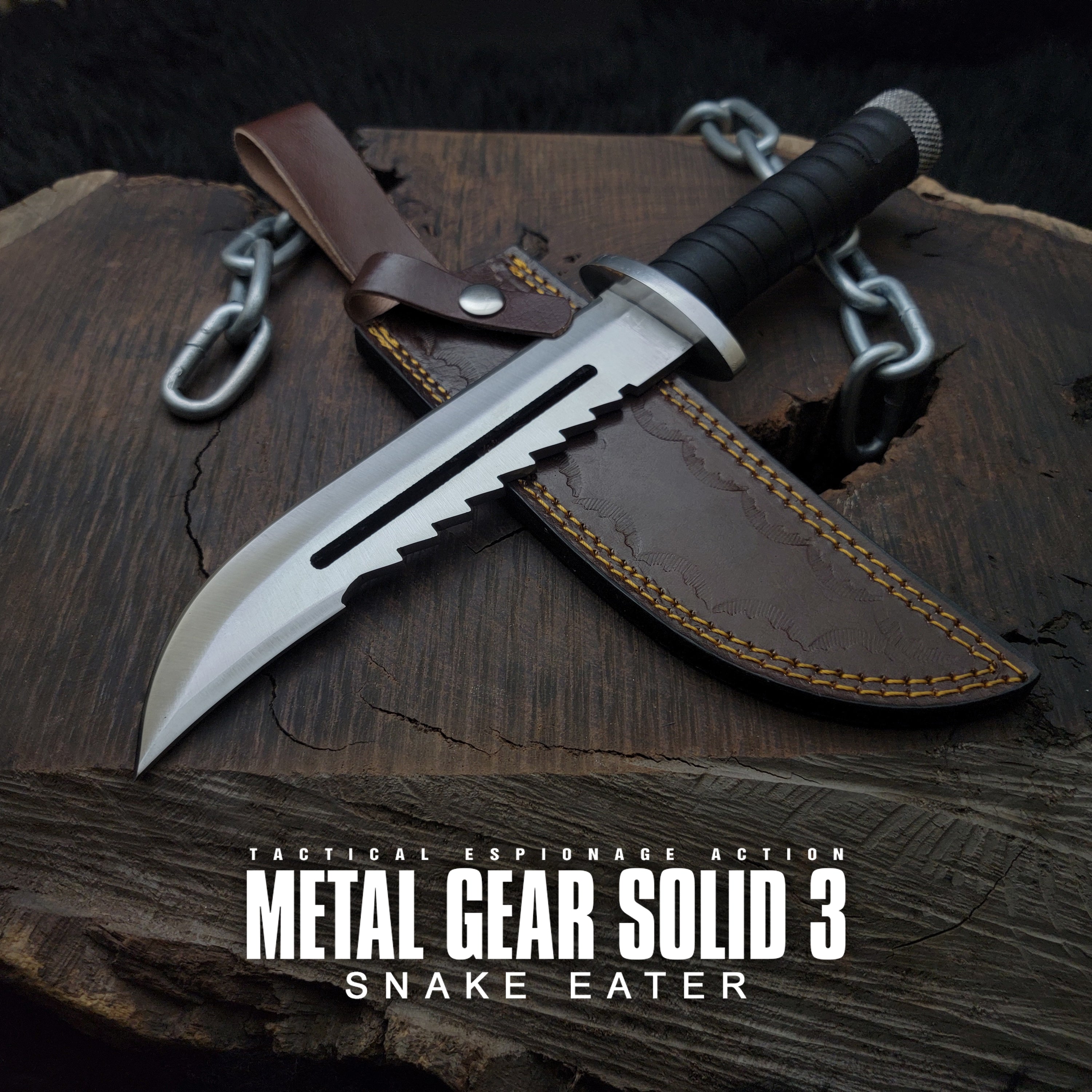 Metal Gear Solid 3 Replica Knife with Leather Sheath | Snake Eater Replica knife
