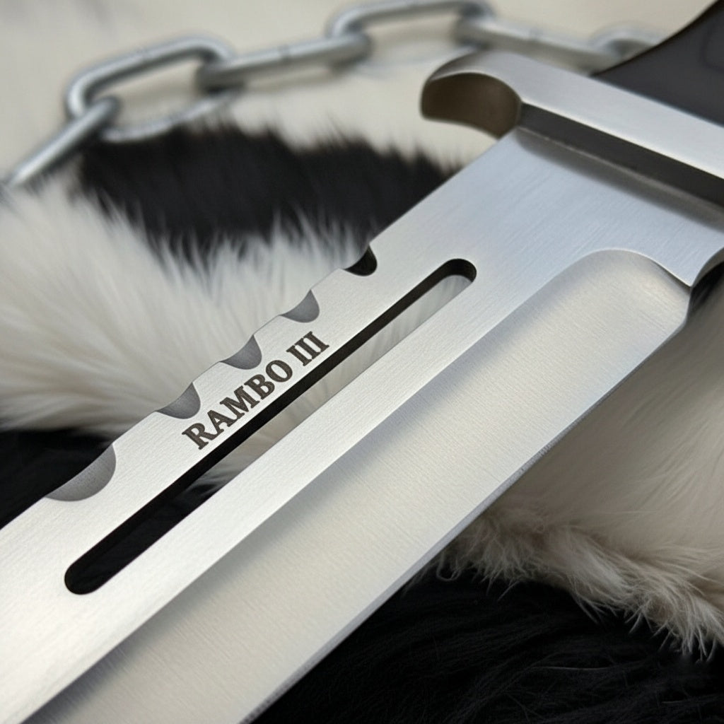 Handmade Rambo III Replica Bowie Knife, High Carbon Steel, Leather Sheath