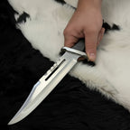 Handmade Rambo III Replica Bowie Knife, High Carbon Steel, Leather Sheath