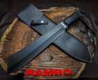 Rambo IV Gil Hibben Replica Handmade Black Machete With Leather Sheath