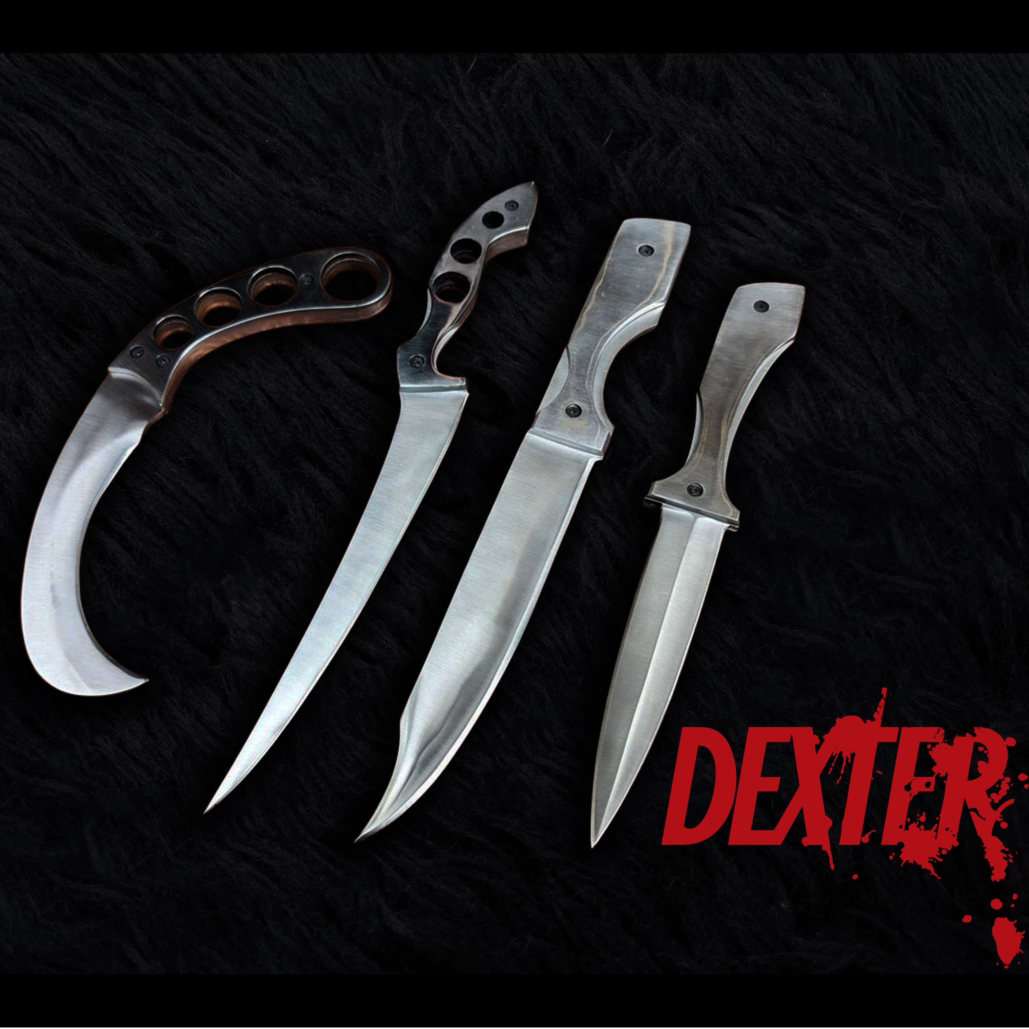 Dexter Morgan Replica Knives: Custom Dexter k-ill Tools 4 Pieces Set Replica Knives