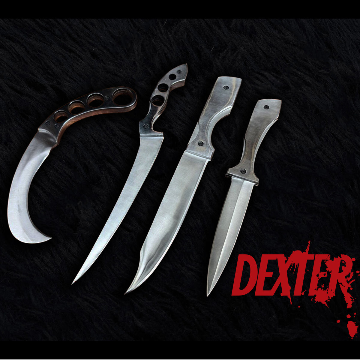 Dexter Morgan Replica Knives: Custom Dexter k-ill Tools 4 Pieces Set Replica Knives