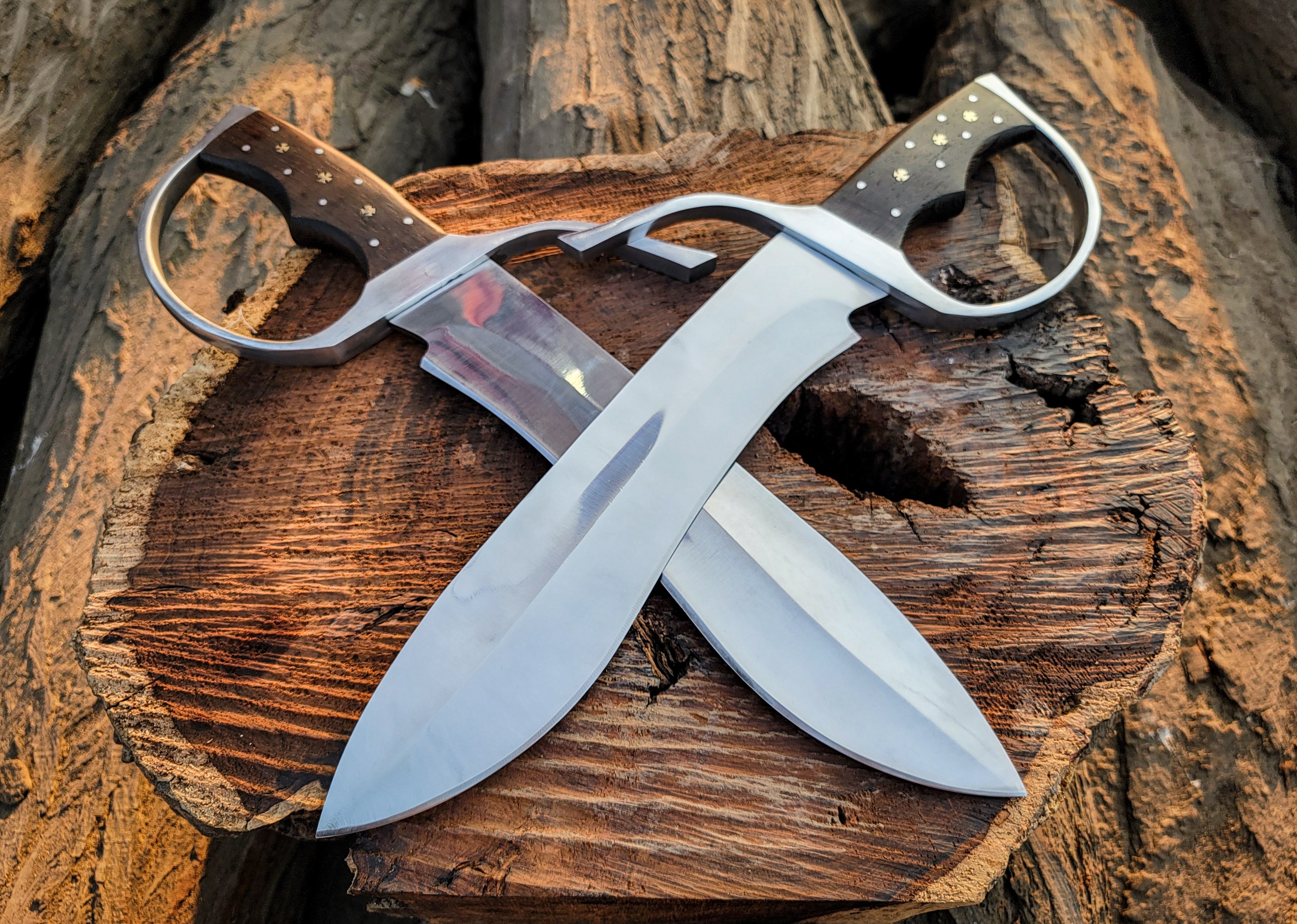 Handmade Wingchun Replica Butterfly Swords With Leather Sheath