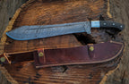Handmade 18" Damascus Steel Machete: Premium Blade with Densified Wood Handle