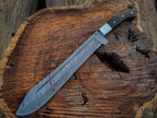 Handmade 18" Damascus Steel Machete: Premium Blade with Densified Wood Handle