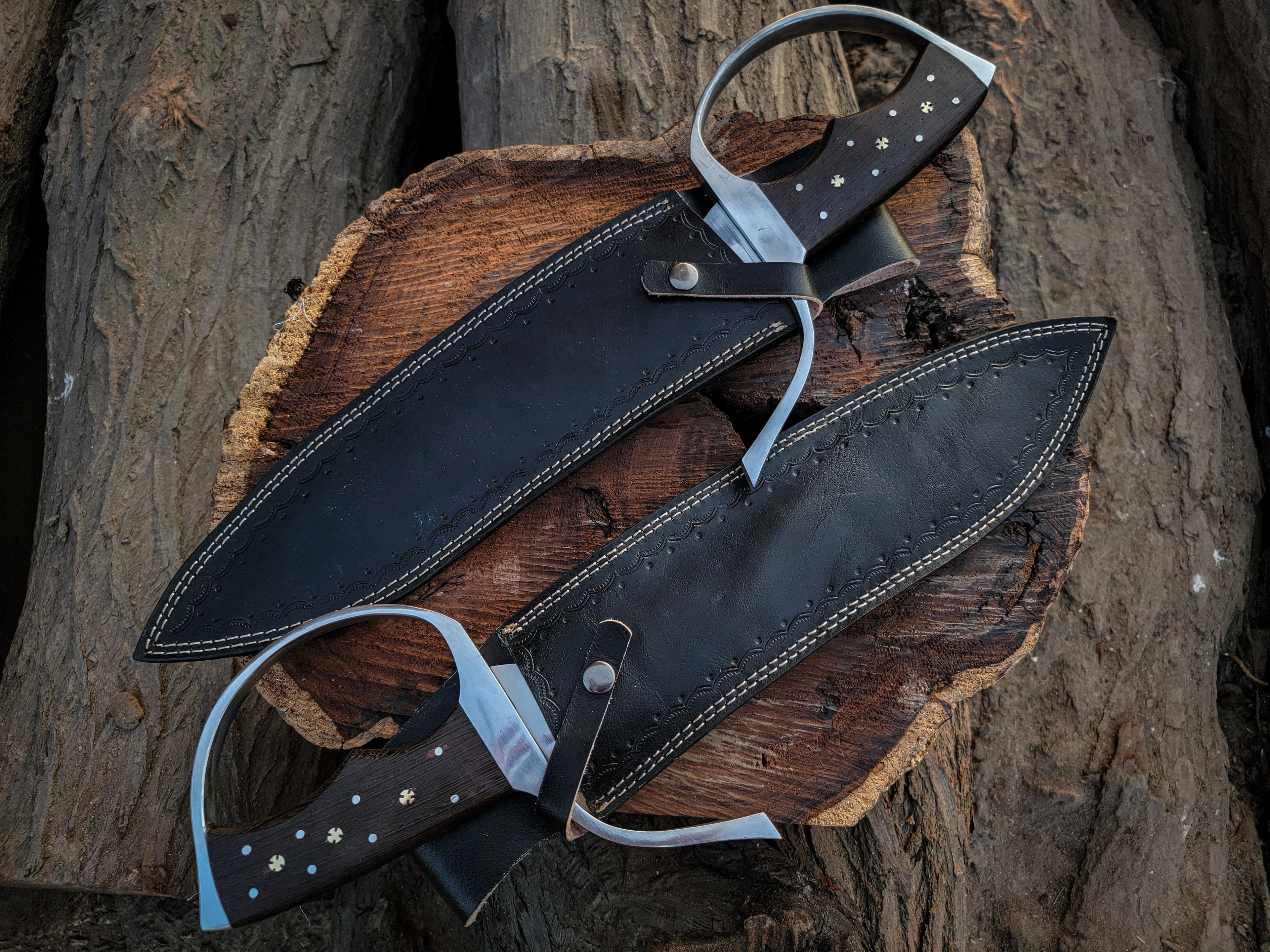 Handmade Wingchun Replica Butterfly Swords With Leather Sheath