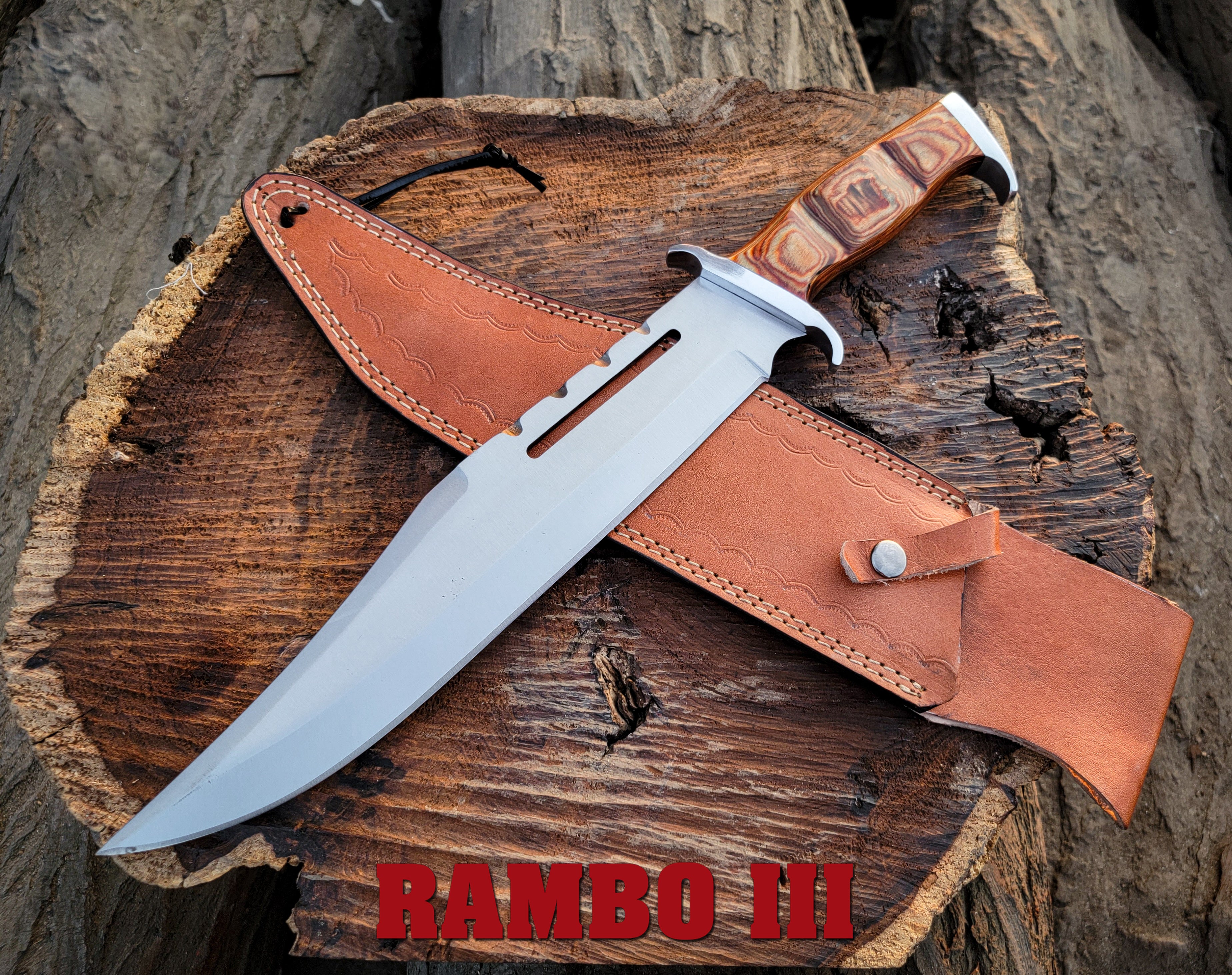 Handmade 18" Rambo III Movie Replica Bowie Knife | Fixed Blade