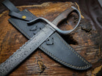 Handmade Vintage Damascus Knife with Premium Leather Sheath