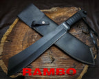 Rambo IV Gil Hibben Replica Handmade Black Machete With Leather Sheath