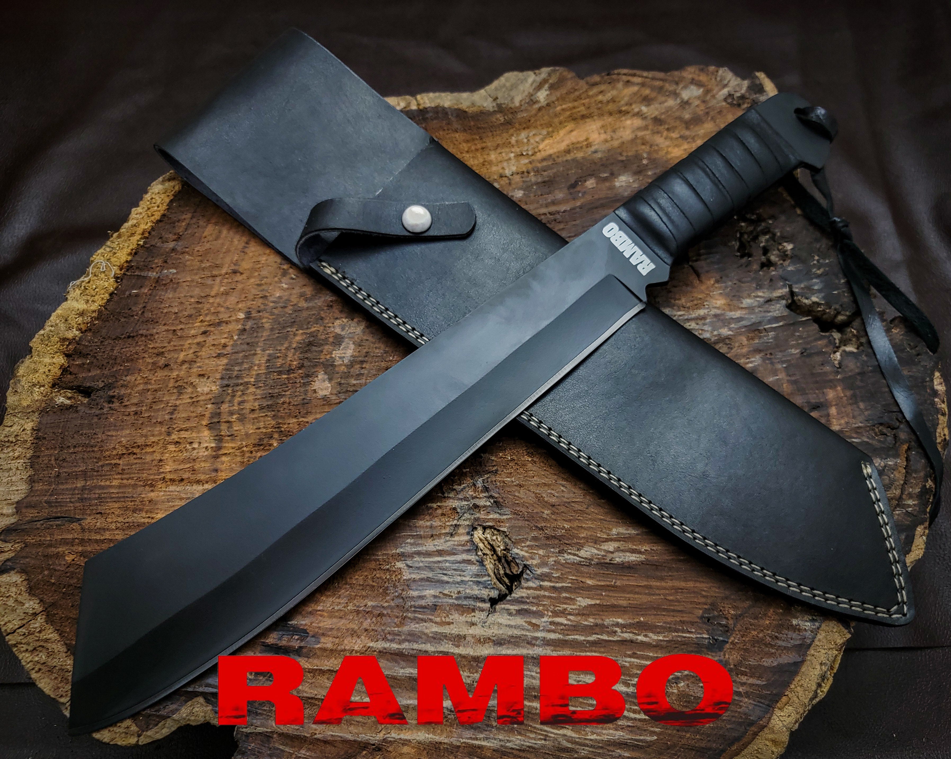 Rambo IV Gil Hibben Replica Handmade Black Machete With Leather Sheath