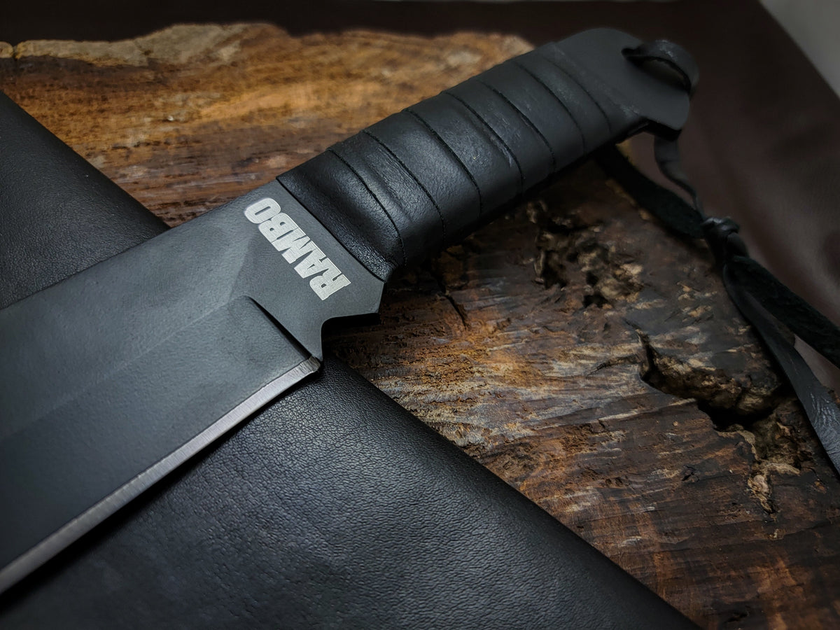 Rambo IV Gil Hibben Replica Handmade Black Machete With Leather Sheath
