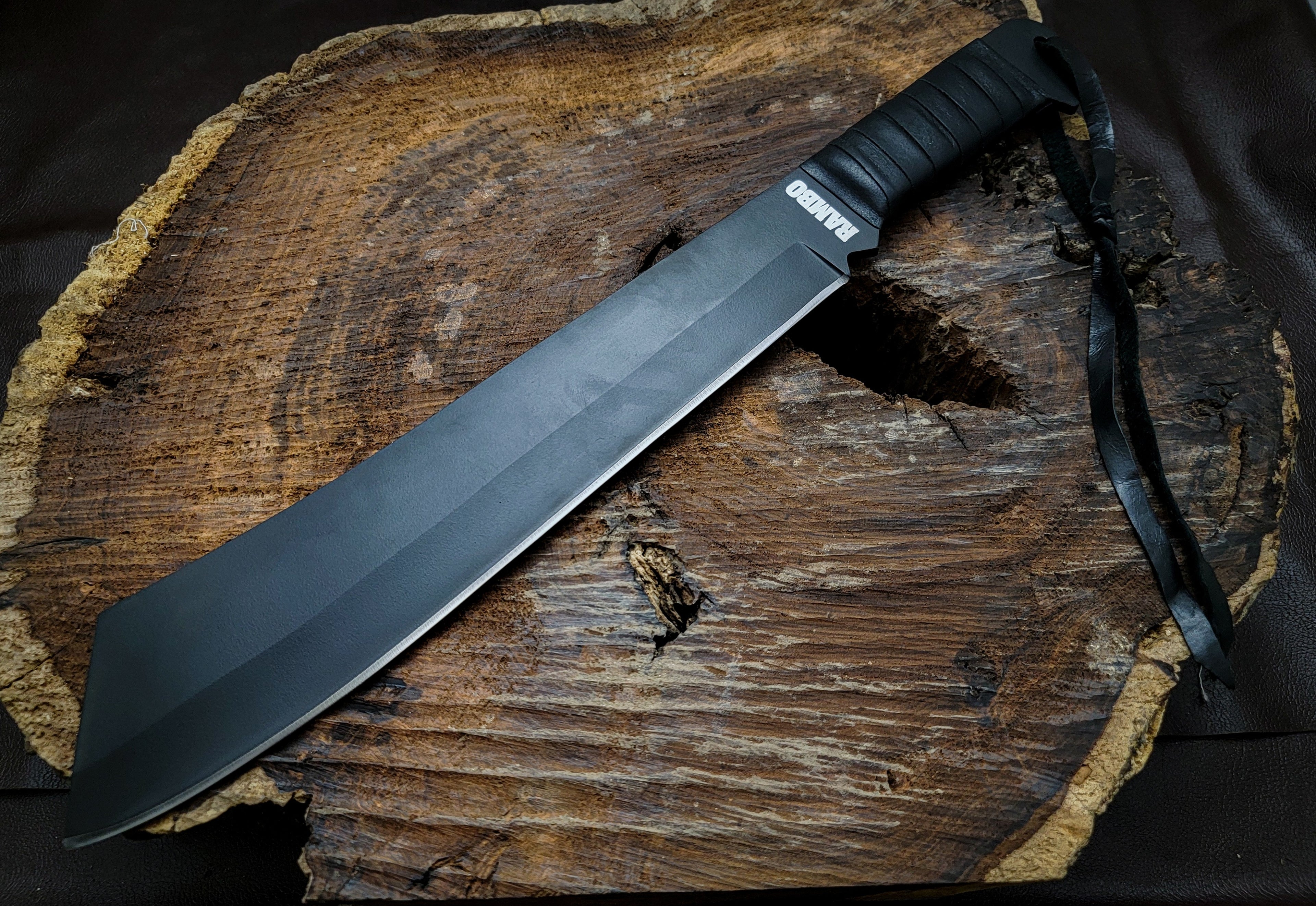 Rambo IV Gil Hibben Replica Handmade Black Machete With Leather Sheath