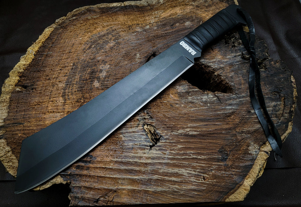 Rambo IV Gil Hibben Replica Handmade Black Machete With Leather Sheath