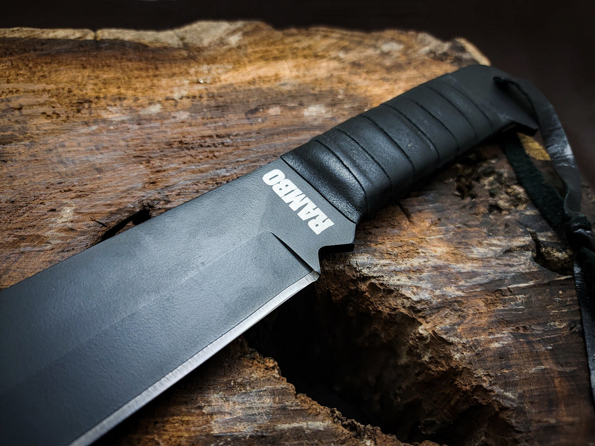 Rambo IV Gil Hibben Replica Handmade Black Machete With Leather Sheath