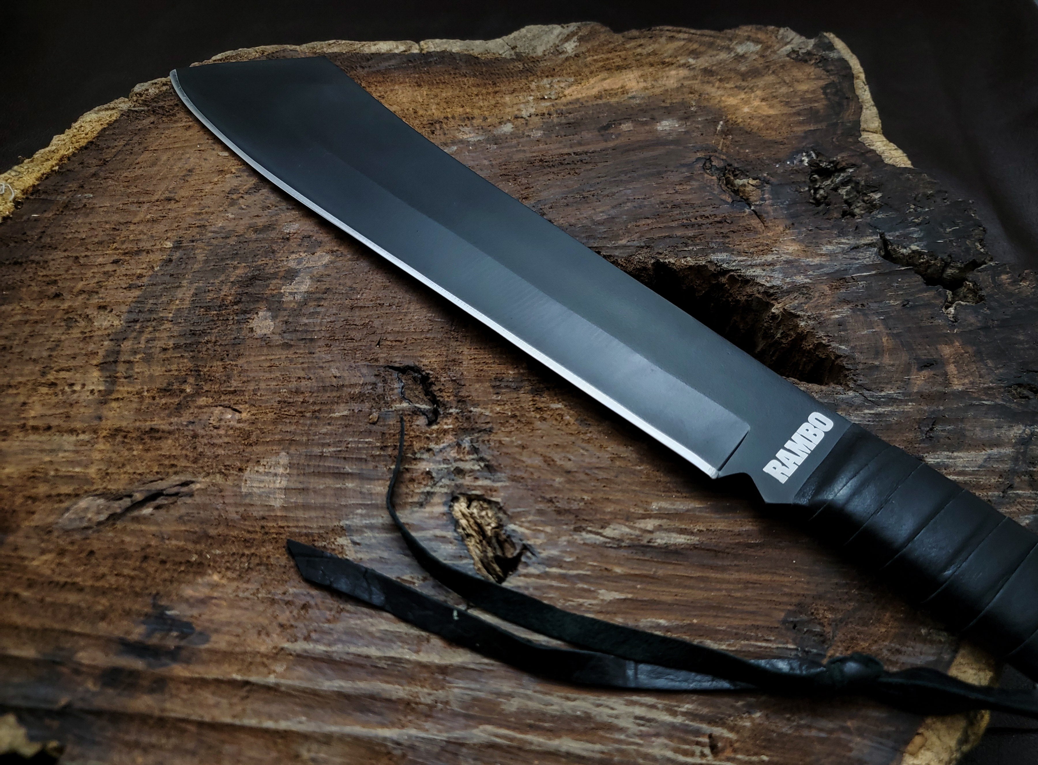 Rambo IV Gil Hibben Replica Handmade Black Machete With Leather Sheath