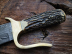 Handmade Damascus Hunting Knife with Premium Leather Sheath