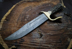 Handmade Damascus Hunting Knife with Premium Leather Sheath