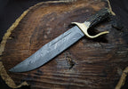 Handmade Damascus Hunting Knife with Premium Leather Sheath