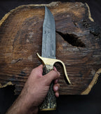 Handmade Damascus Hunting Knife with Premium Leather Sheath