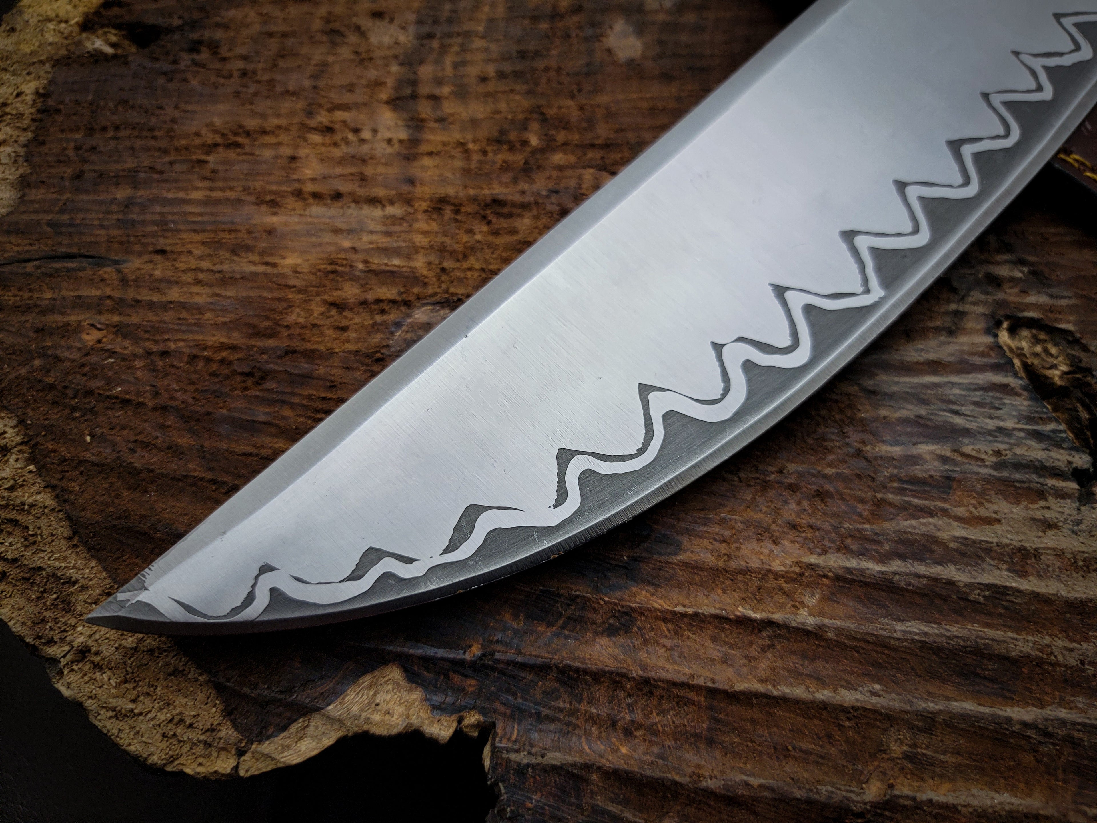 Custom Handmade Shark Style Chef Knife with Leather Sheath