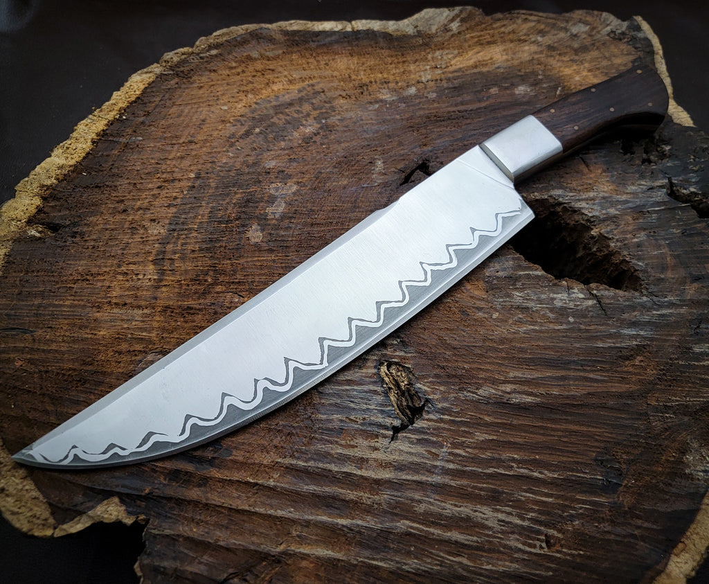 Custom Handmade Shark Style Chef Knife with Leather Sheath