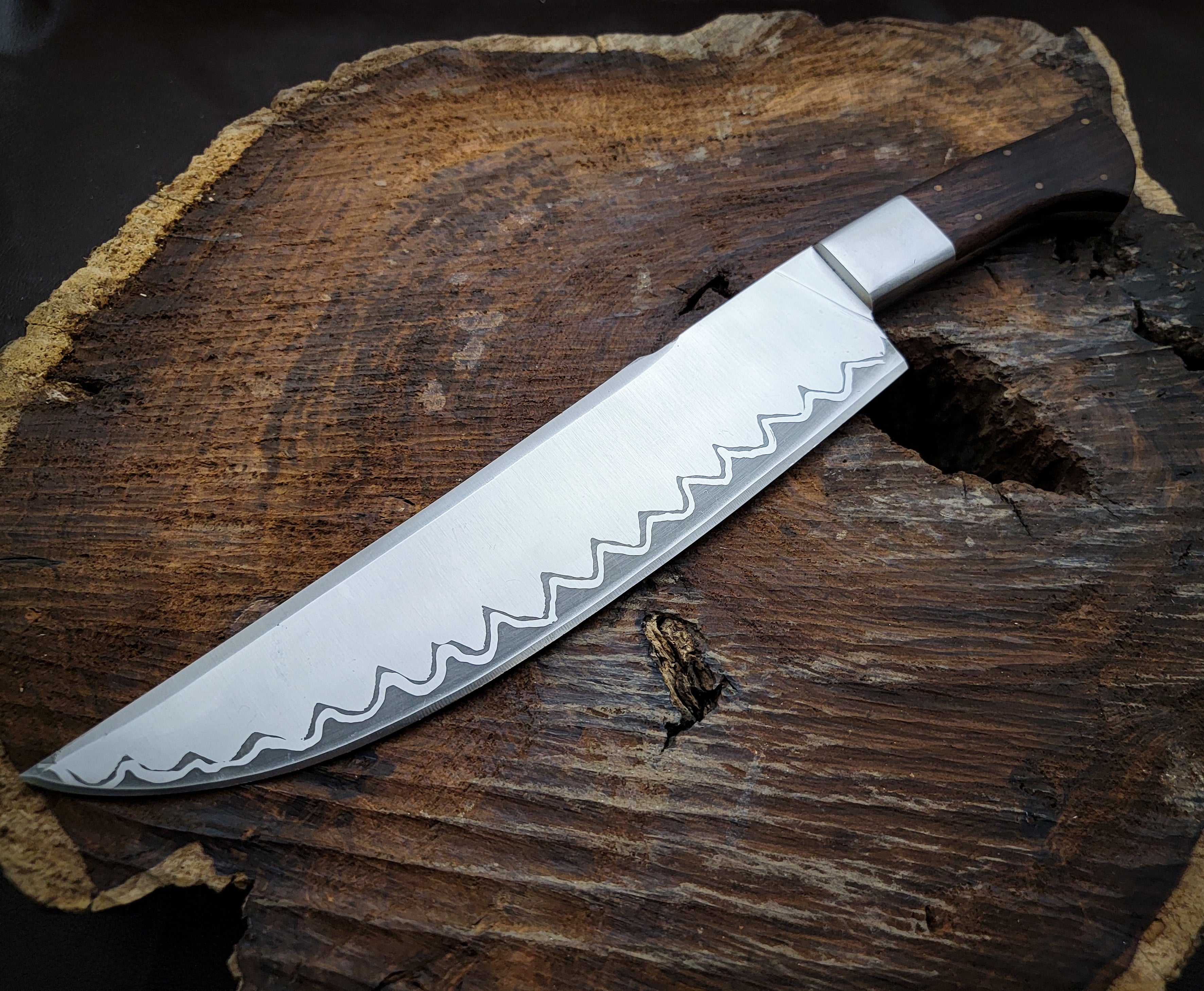 Custom Handmade Shark Style Chef Knife with Leather Sheath