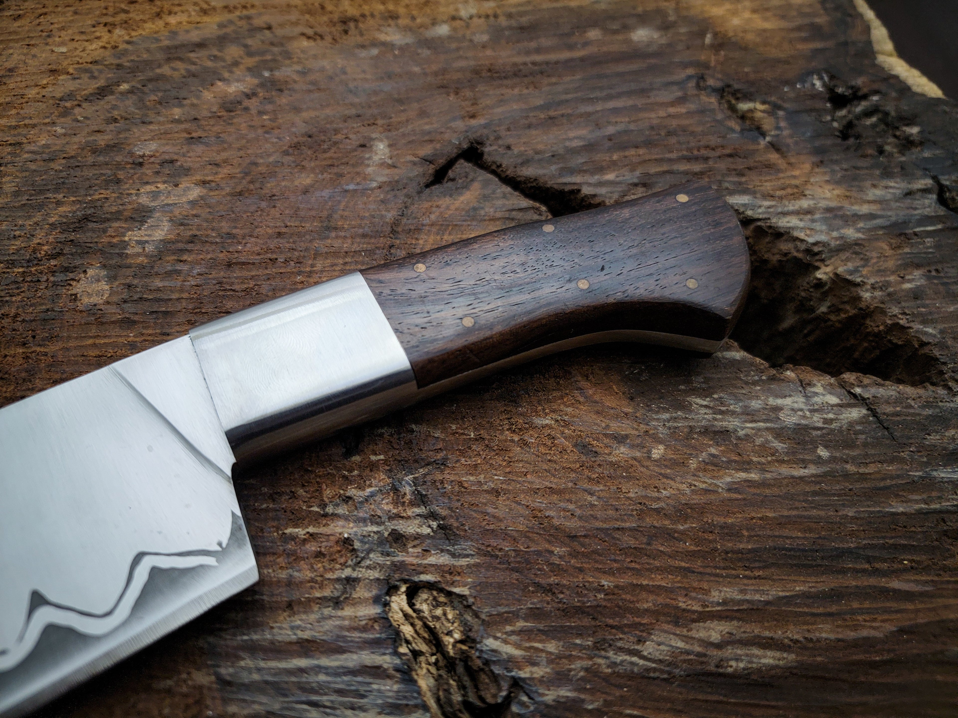 Custom Handmade Shark Style Chef Knife with Leather Sheath