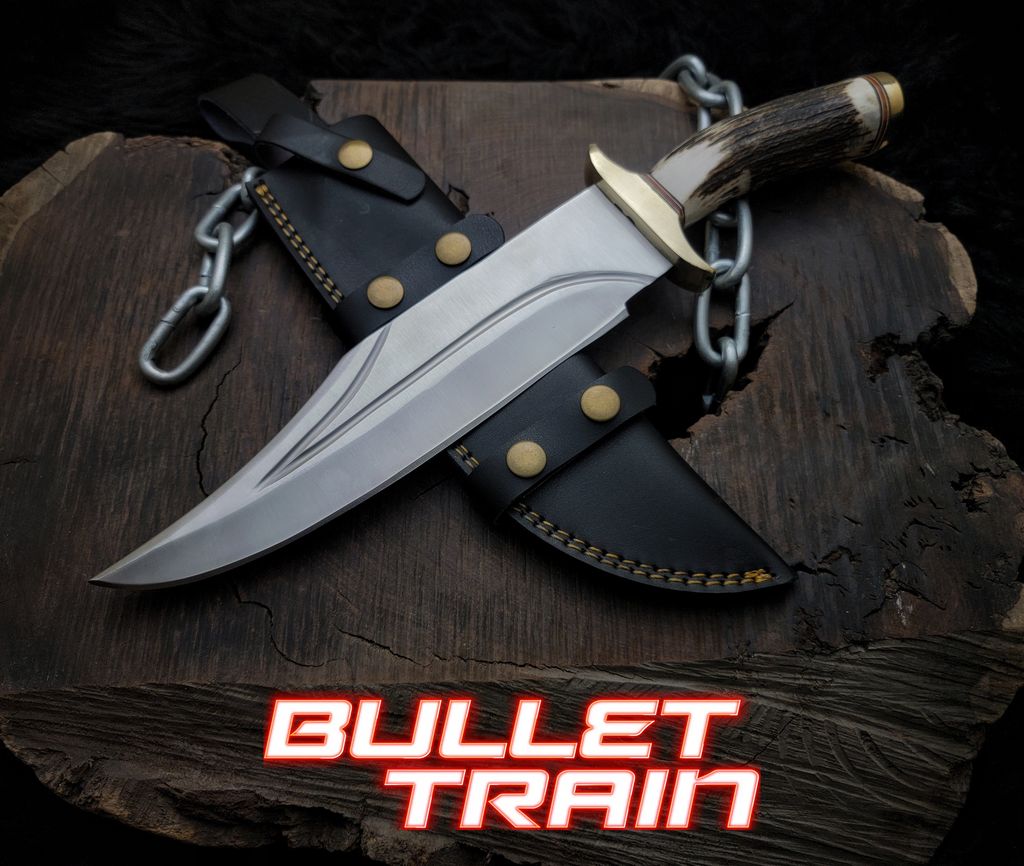 Brad Pitt Movie Bullet Train The Wolf's Replica Knife with Leather Sheath