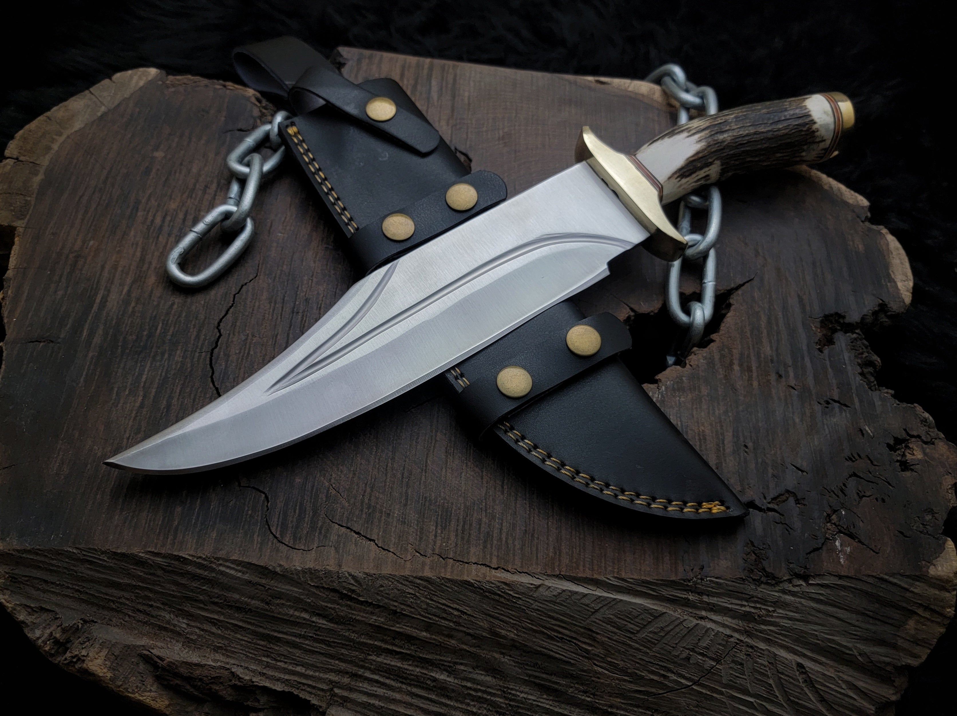 Brad Pitt Movie Bullet Train The Wolf's Replica Knife with Leather Sheath