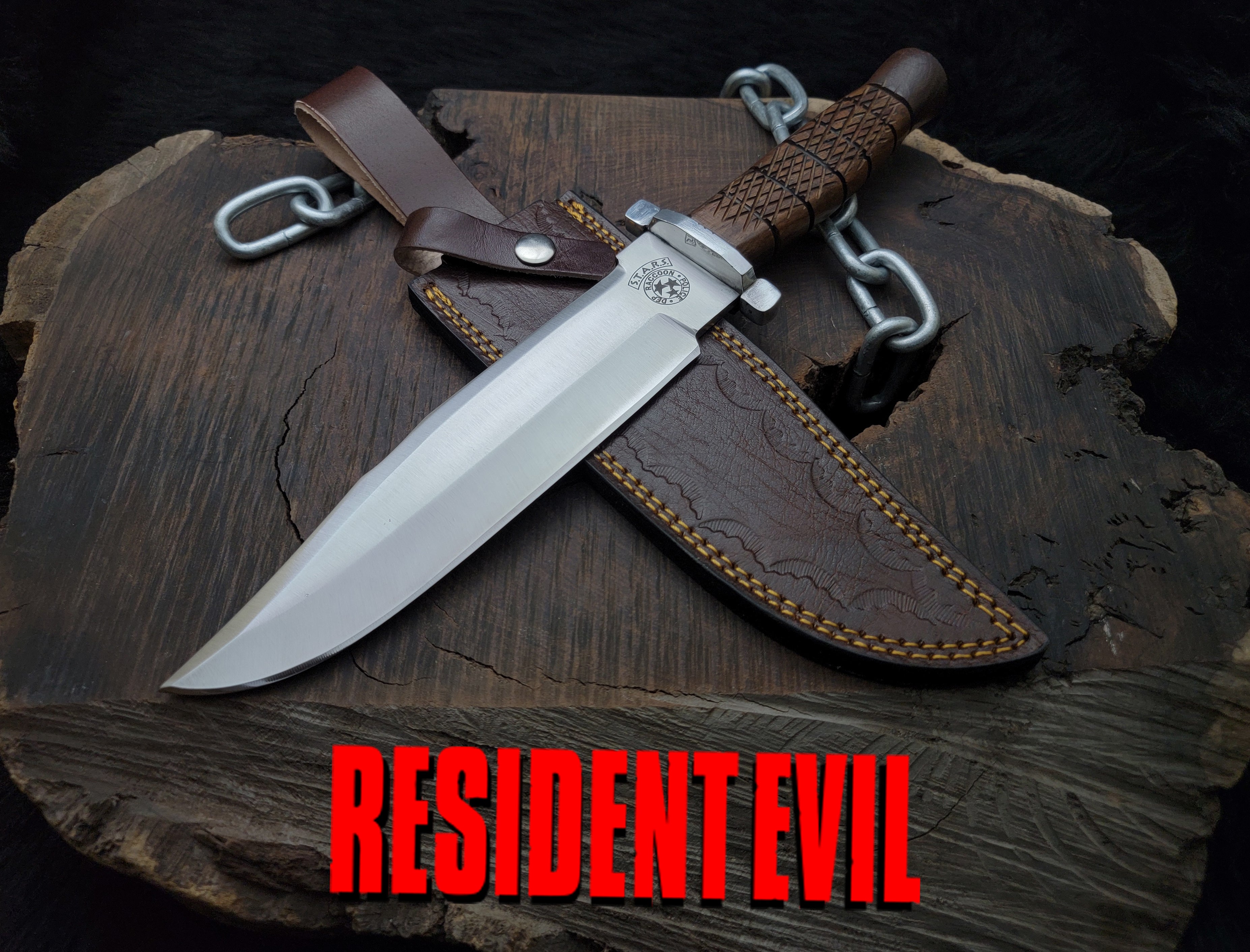 Resident Evil Raccoon City Police Replica Knife with Leather Sheath