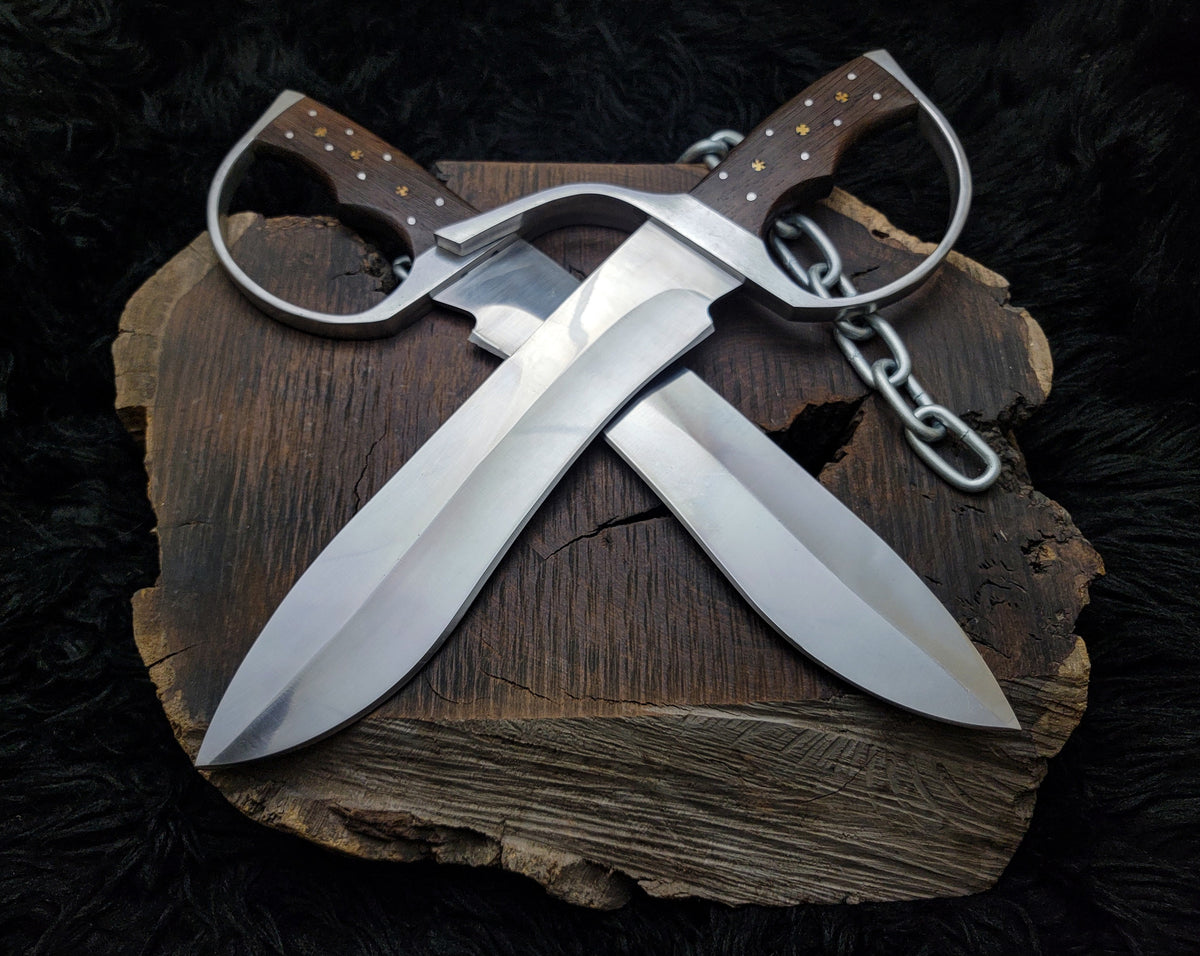 Handmade Wingchun Replica Butterfly Swords With Leather Sheath