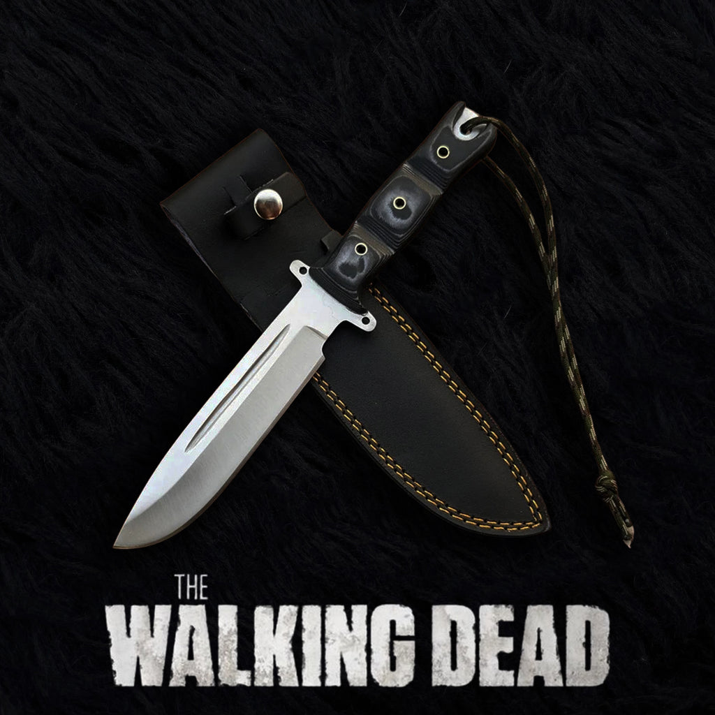 Custom Handmade The Walking Dead Daryl Dixon Replica Knife with Leather Sheath | Full Tang | Stainless Steel | G10 Micarta Handle