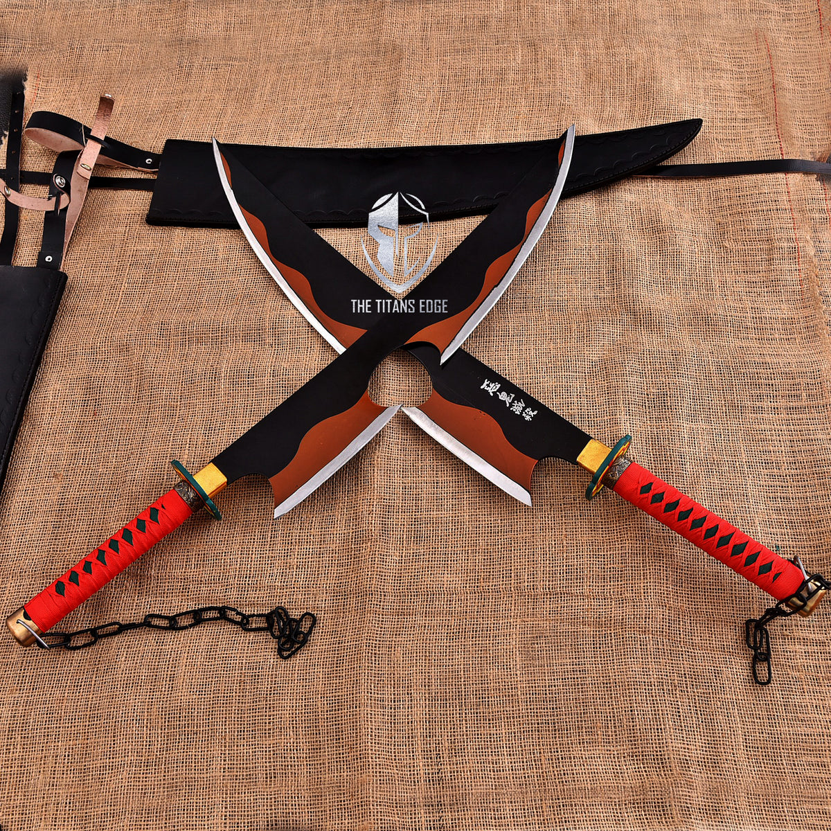 Handmade Demon Slayer Double Sword | Tengen Uzui Nichirin Sword | Anime Cosplay
