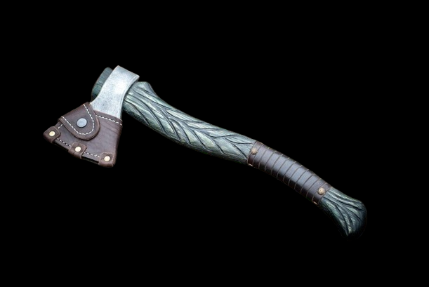 Handmade Premium Full length Carved Green Axe