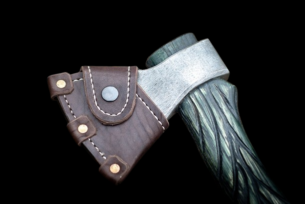 Handmade Premium Full length Carved Green Axe