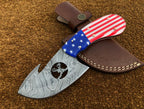 Handmade Exclusive Gut Hook Skinner Knife with USA Flag resin Handle
