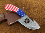 Handmade Exclusive Gut Hook Skinner Knife with USA Flag resin Handle