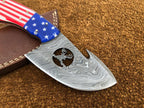 Handmade Exclusive Gut Hook Skinner Knife with USA Flag resin Handle