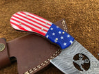 Handmade Exclusive Gut Hook Skinner Knife with USA Flag resin Handle