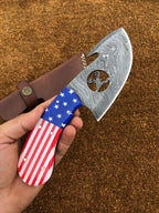 Handmade Exclusive Gut Hook Skinner Knife with USA Flag resin Handle