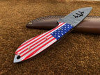 Custom Handmade Cowboy Knife with USA Flag Resin Handle