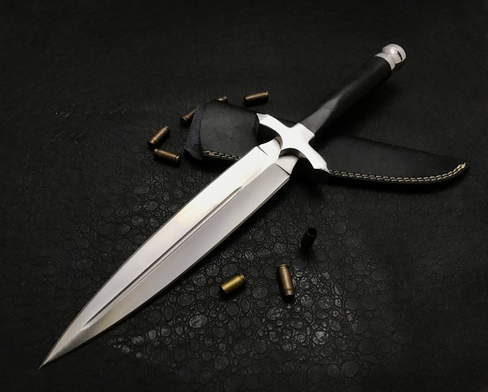 Custom Handmade D2 Steel Dagger with premium leather sheath