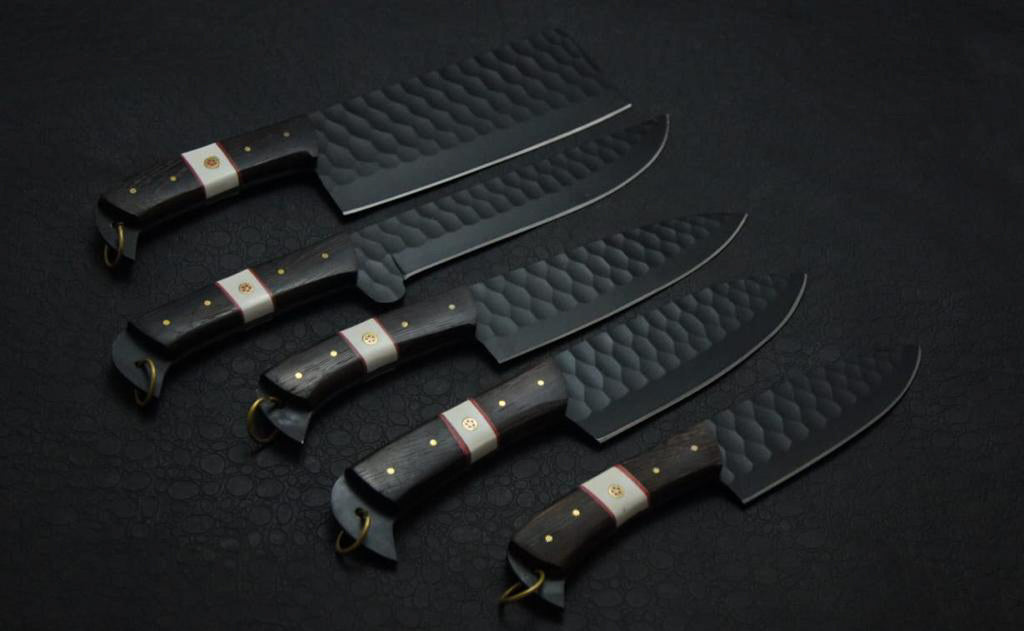Handmade Premium Black Chef Set with Leather Sheath