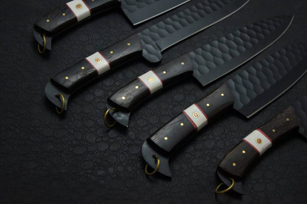 Handmade Premium Black Chef Set with Leather Sheath