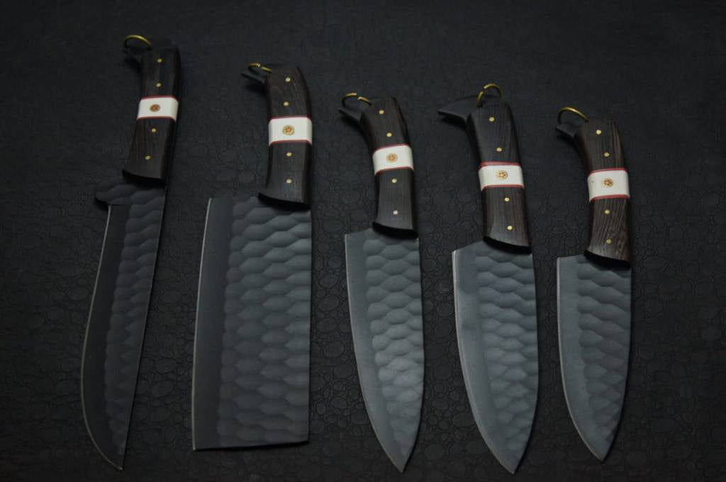 Handmade Premium Black Chef Set with Leather Sheath
