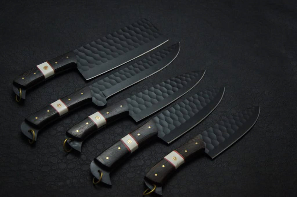 Handmade Premium Black Chef Set with Leather Sheath