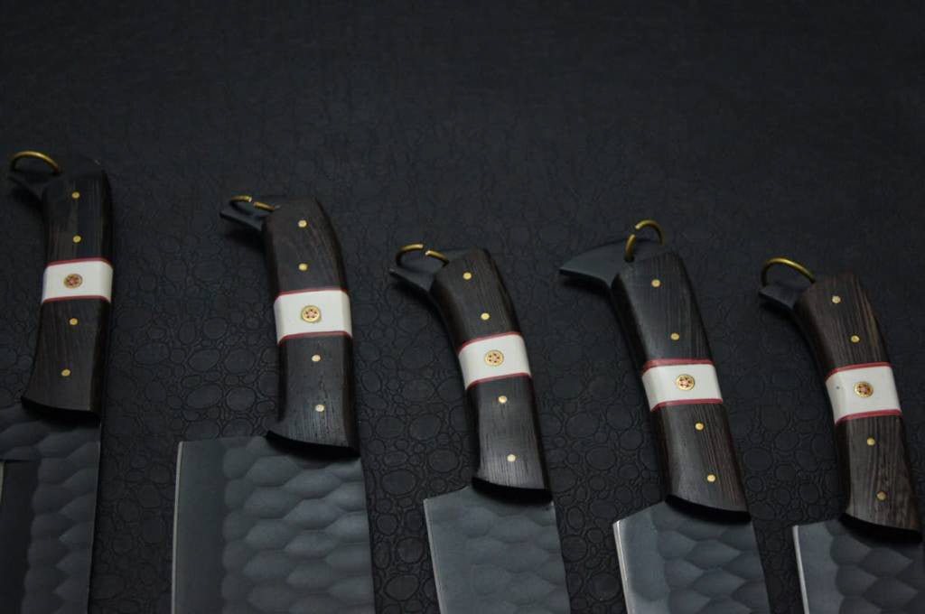 Handmade Premium Black Chef Set with Leather Sheath